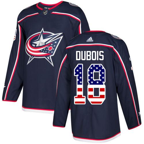 Adidas Blue Jackets #18 Pierre-Luc Dubois Navy Blue Home Authentic USA Flag Stitched NHL Jersey
