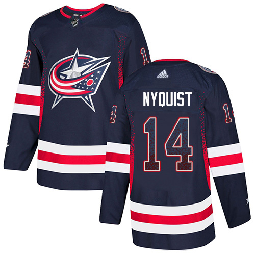 Adidas Blue Jackets #14 Gustav Nyquist Navy Blue Home Authentic Drift Fashion Stitched NHL Jersey