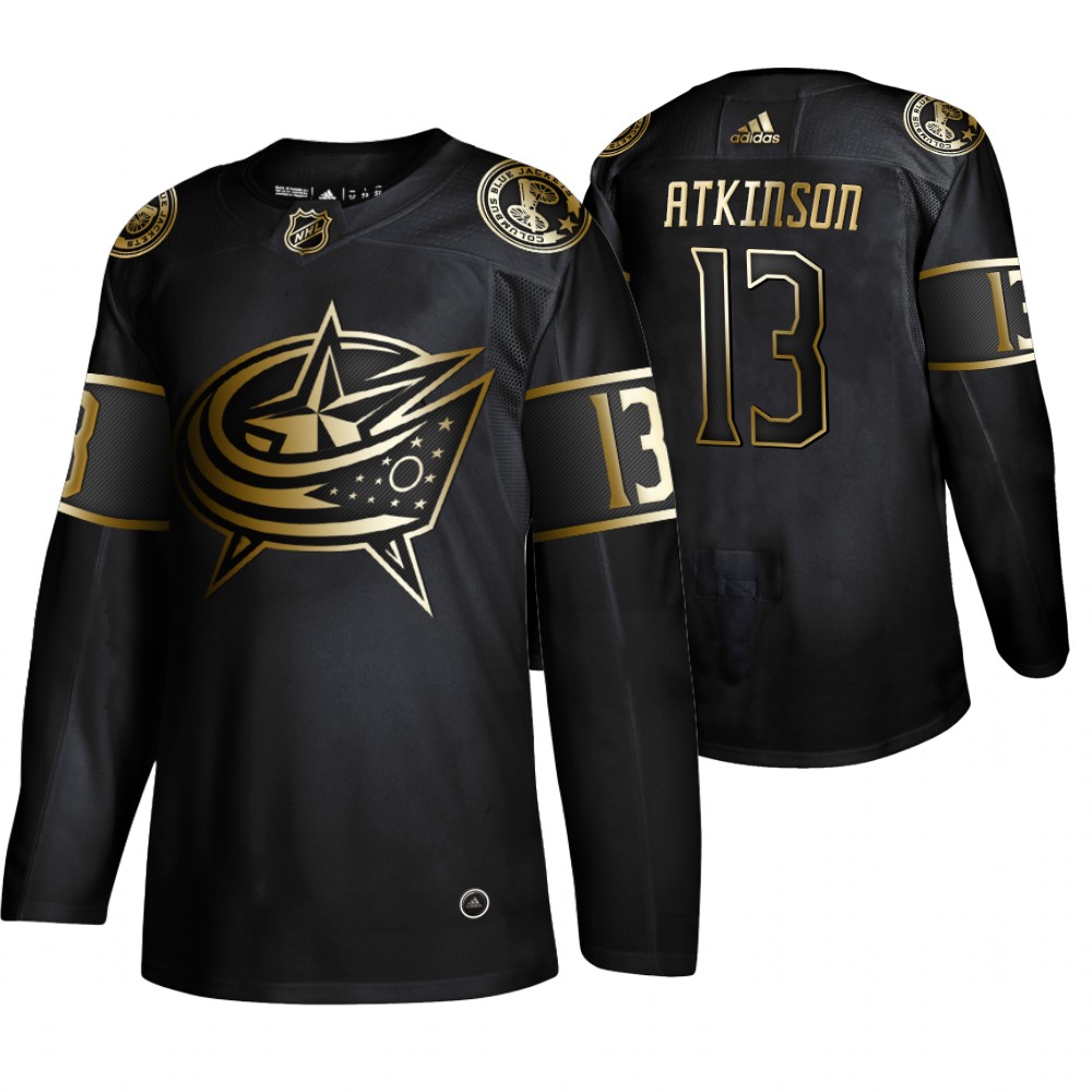 Adidas Blue Jackets #13 Cam Atkinson Men's 2019 Black Golden Edition Authentic Stitched NHL Jersey