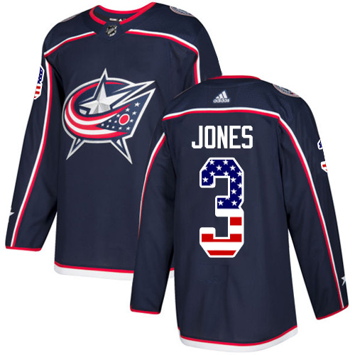 Adidas Blue Jackets #3 Seth Jones Navy Blue Home Authentic USA Flag Stitched NHL Jersey
