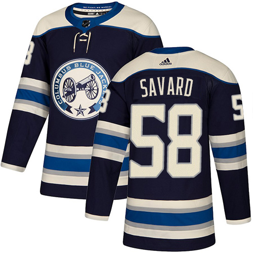 Adidas Blue Jackets #58 David Savard Navy Blue Alternate Authentic Stitched NHL Jersey