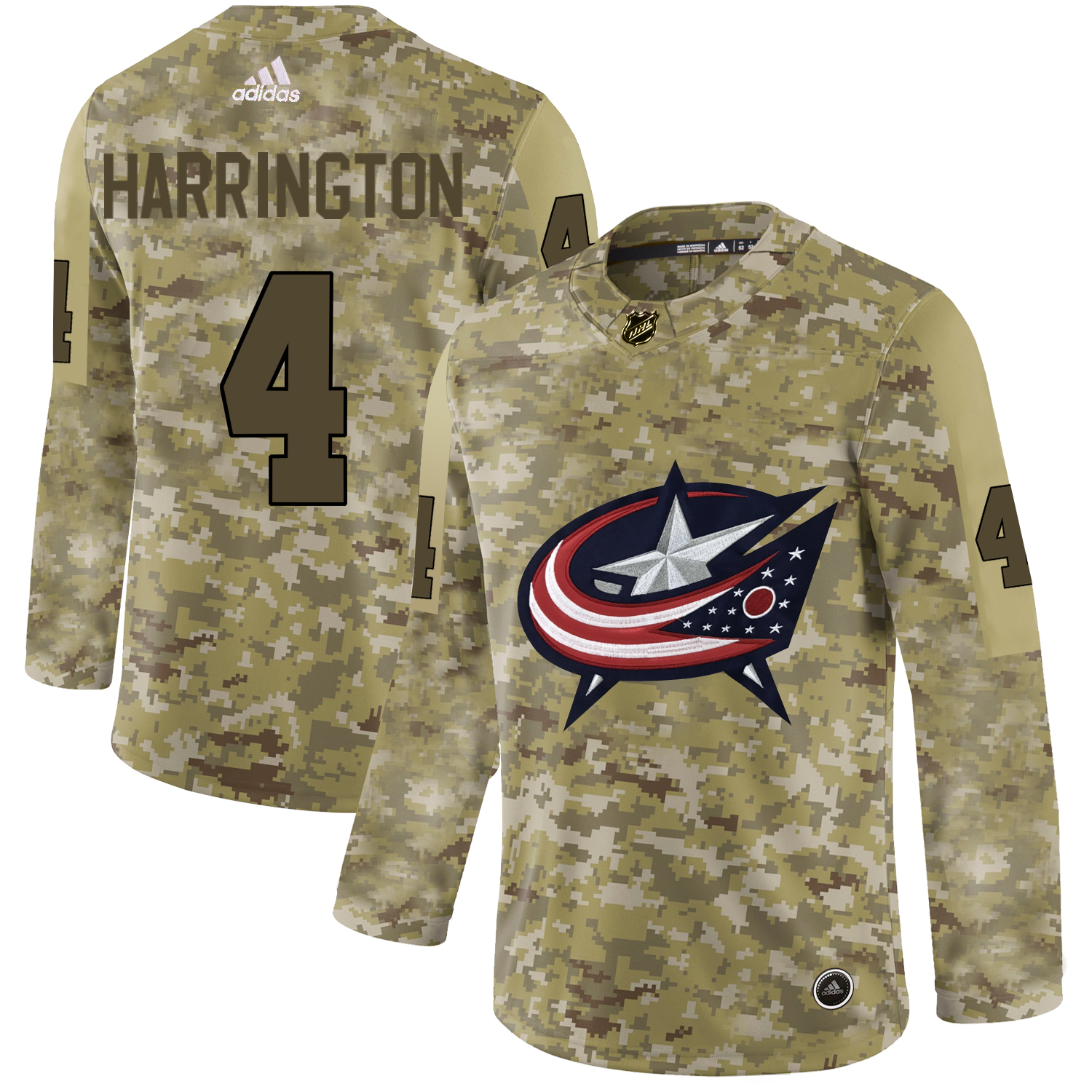 Adidas Blue Jackets #4 Scott Harrington Camo Authentic Stitched NHL Jersey