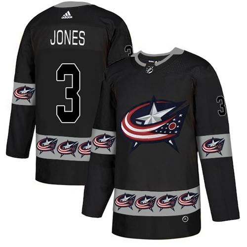 Adidas Blue Jackets #3 Seth Jones Black Authentic Team Logo Fashion Stitched NHL Jersey