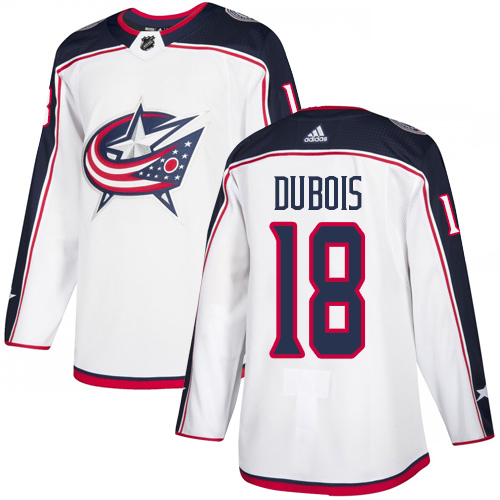 Adidas Blue Jackets #18 Pierre-Luc Dubois White Road Authentic Stitched NHL Jersey