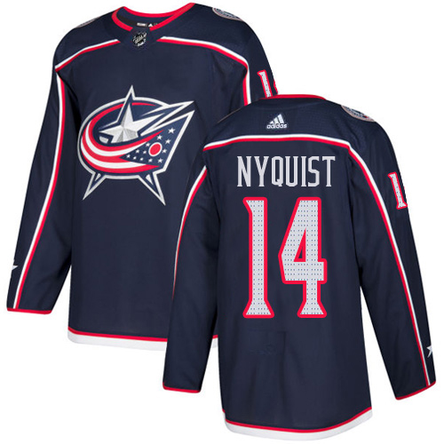 Adidas Blue Jackets #14 Gustav Nyquist Navy Blue Home Authentic Stitched NHL Jersey