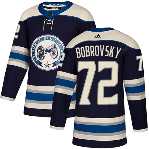 Adidas Blue Jackets #72 Sergei Bobrovsky Navy Alternate Authentic Stitched NHL Jersey