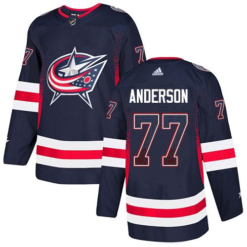 Adidas Blue Jackets #77 Josh Anderson Navy Blue Home Authentic Drift Fashion Stitched NHL Jersey