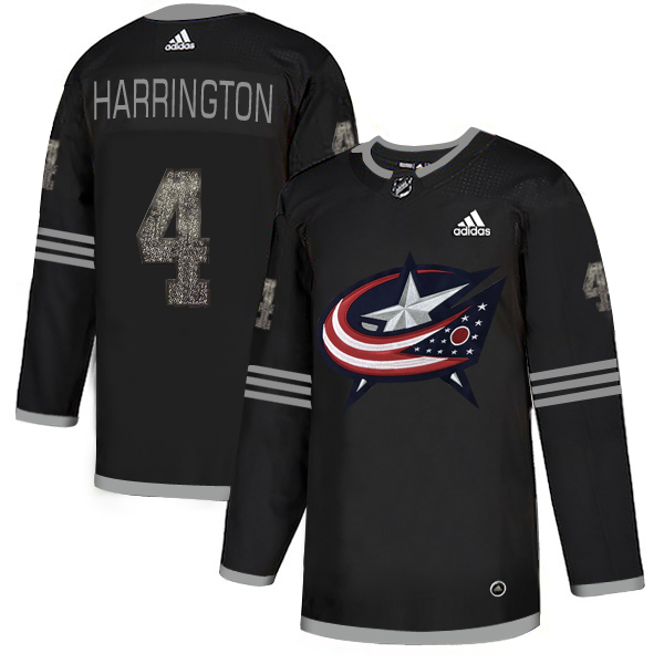 Adidas Blue Jackets #4 Scott Harrington Black Authentic Classic Stitched NHL Jersey