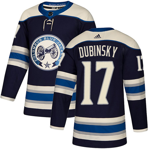 Adidas Blue Jackets #17 Brandon Dubinsky Navy Blue Alternate Authentic Stitched NHL Jersey