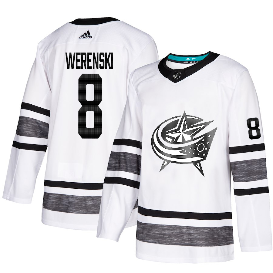 Adidas Blue Jackets #8 Zach Werenski White 2019 All-Star Game Parley Authentic Stitched NHL Jersey