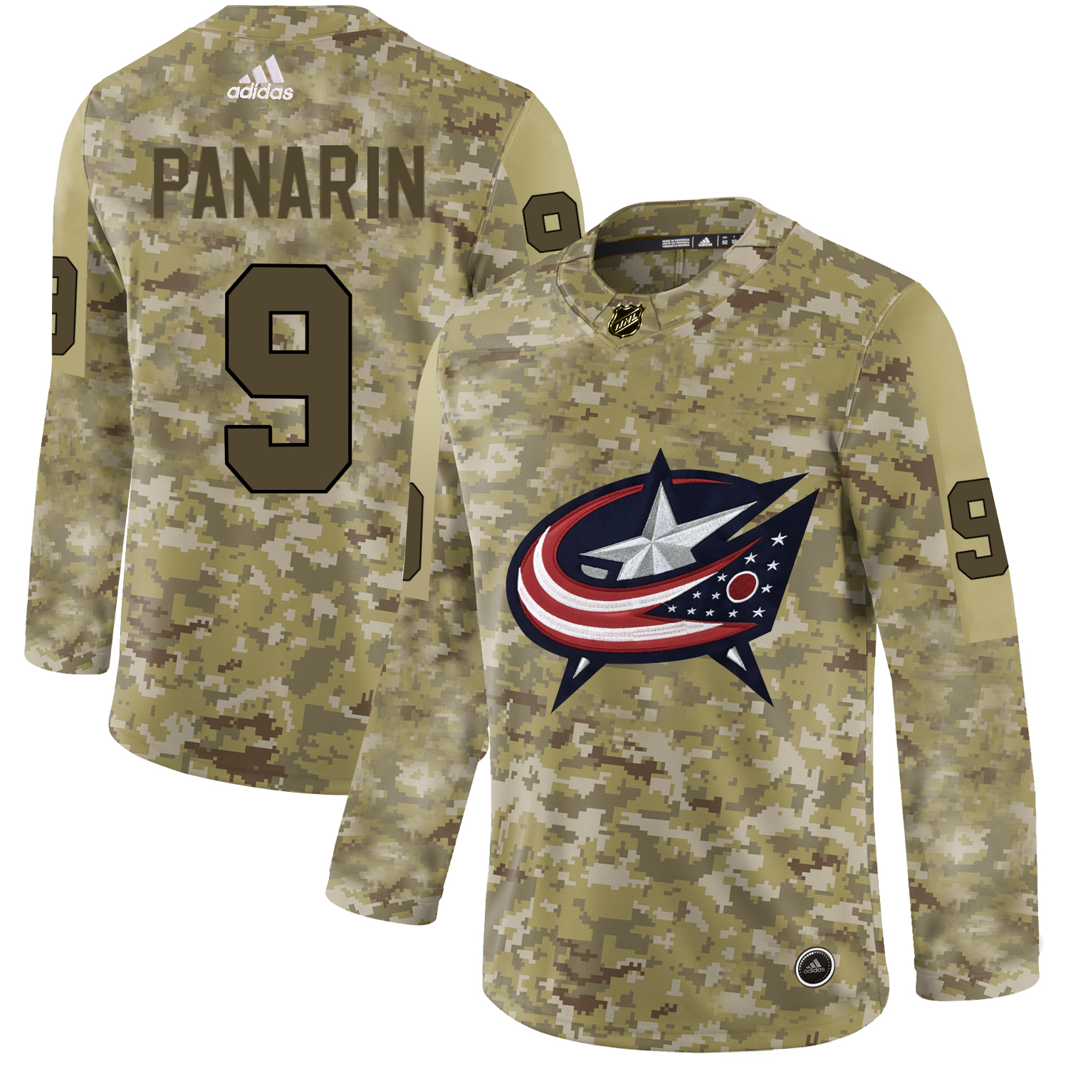 Adidas Blue Jackets #9 Artemi Panarin Camo Authentic Stitched NHL Jersey