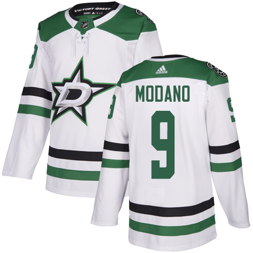 Adidas Stars #9 Mike Modano White Road Authentic Stitched NHL Jersey