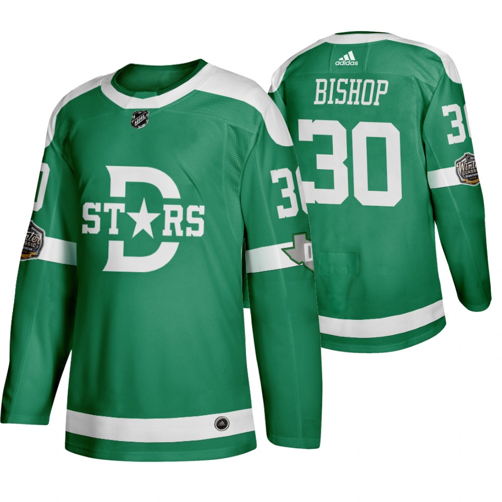Adidas Dallas Stars #30 Ben Bishop Men's Green 2020 Winter Classic Retro NHL Jersey