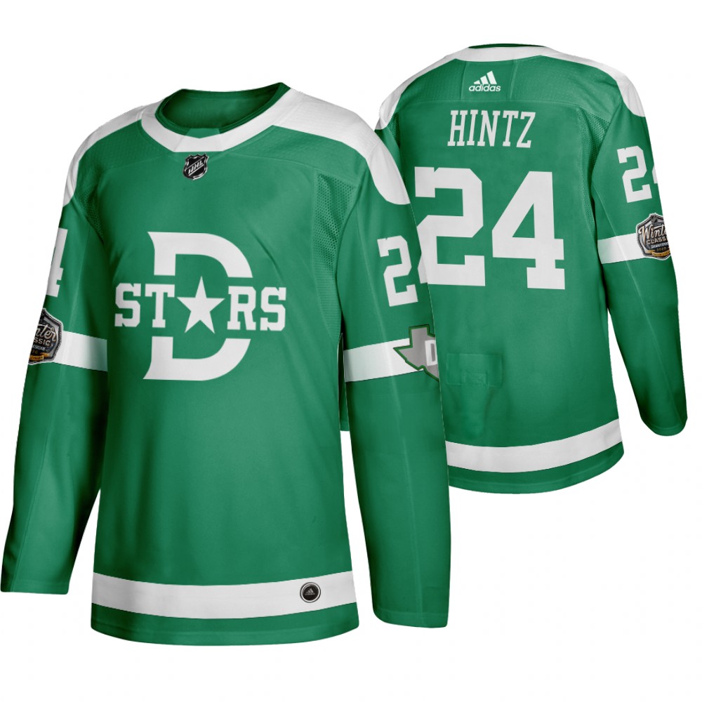Adidas Dallas Stars #24 Roope Hintz Men's Green 2020 Winter Classic Retro NHL Jersey