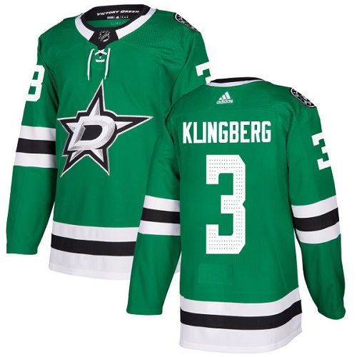 Adidas Stars #3 John Klingberg Green Home Authentic Stitched NHL Jersey