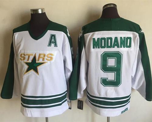 Stars #9 Mike Modano White CCM Throwback Stitched NHL Jersey