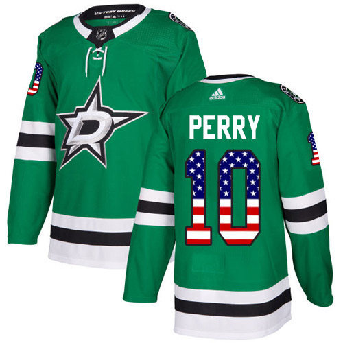 Adidas Stars #10 Corey Perry Green Home Authentic USA Flag Stitched NHL Jersey