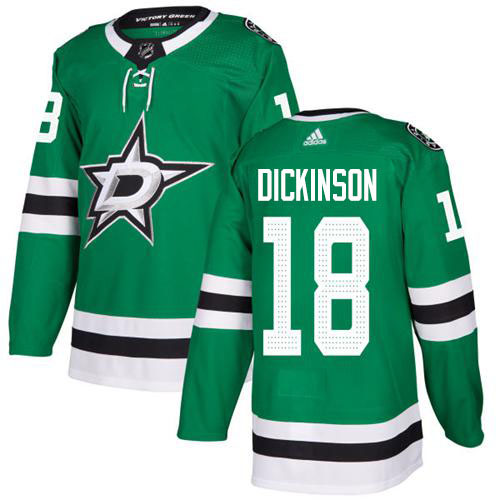 Adidas Stars #18 Jason Dickinson Green Home Authentic Stitched NHL Jersey
