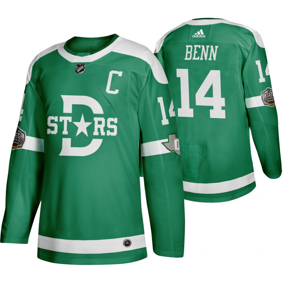 Adidas Dallas Stars #14 Jamie Benn Men's Green 2020 Winter Classic Retro NHL Jersey