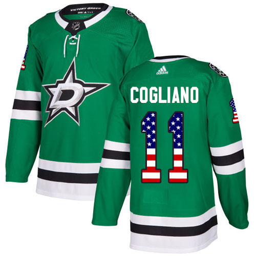 Adidas Stars #11 Andrew Cogliano Green Home Authentic USA Flag Stitched NHL Jersey