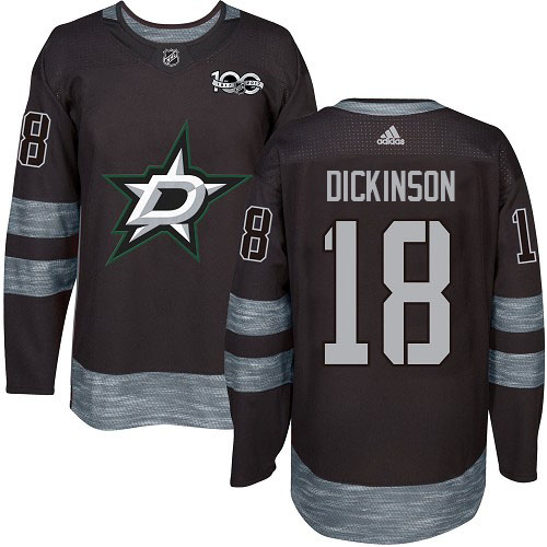 Adidas Stars #18 Jason Dickinson Black 1917-2017 100th Anniversary Stitched NHL Jersey