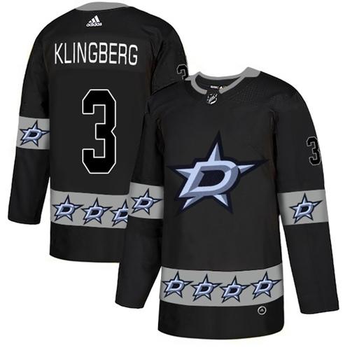Adidas Stars #3 John Klingberg Black Authentic Team Logo Fashion Stitched NHL Jersey