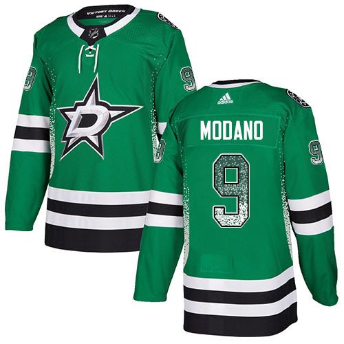 Adidas Stars #9 Mike Modano Green Home Authentic Drift Fashion Stitched NHL Jersey
