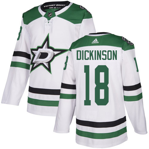 Adidas Stars #18 Jason Dickinson White Road Authentic Stitched NHL Jersey