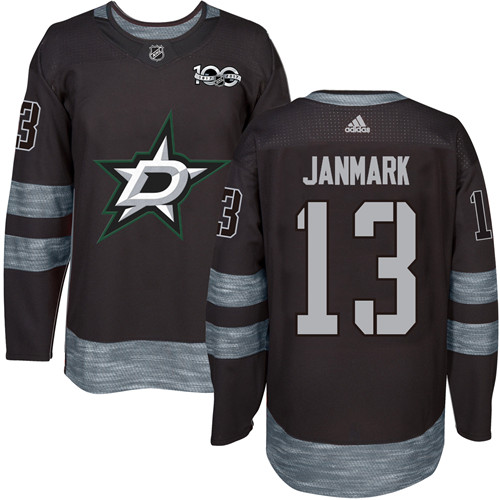 Adidas Stars #13 Mattias Janmark Black 1917-2017 100th Anniversary Stitched NHL Jersey