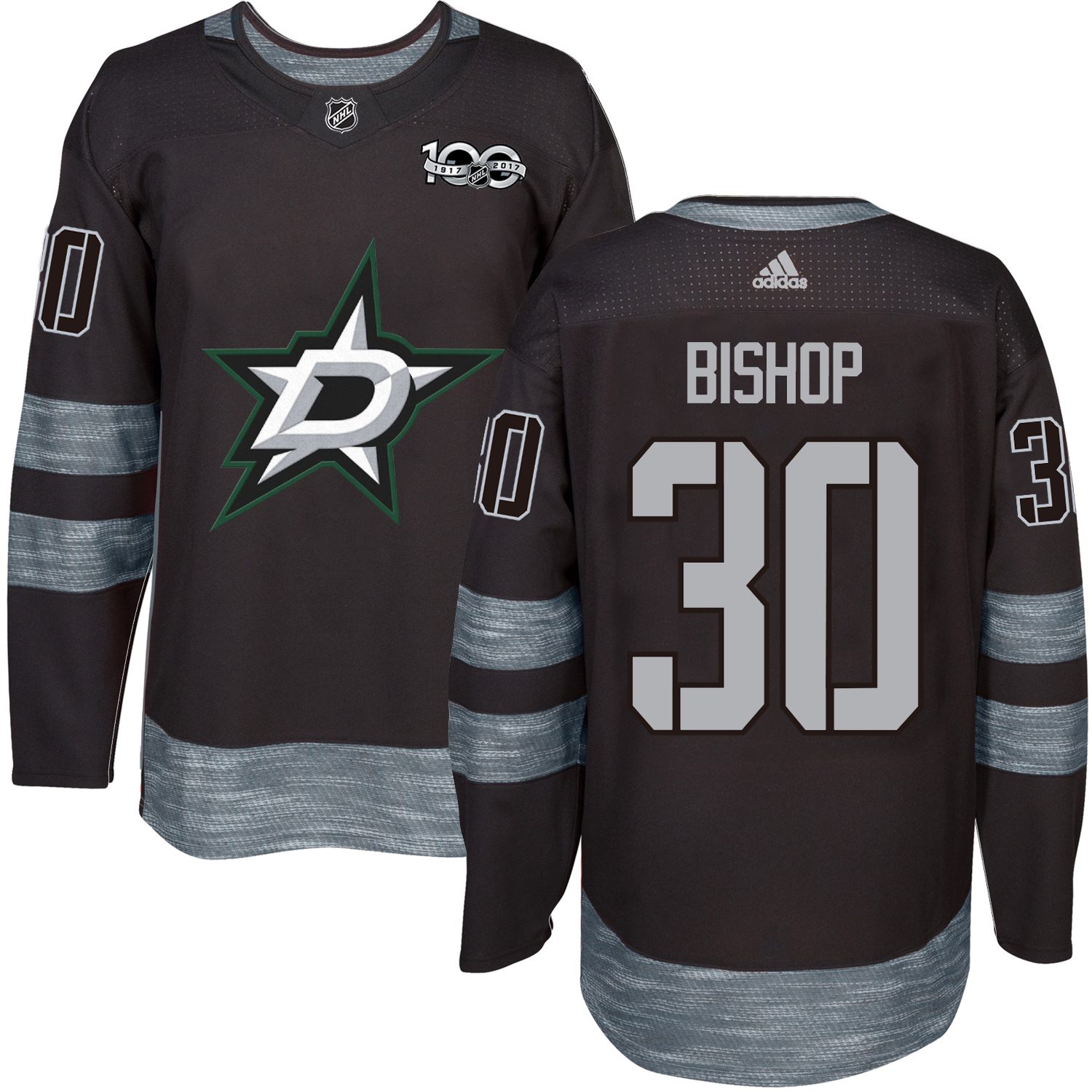 Adidas Stars #30 Ben Bishop Black 1917-2017 100th Anniversary Stitched NHL Jersey