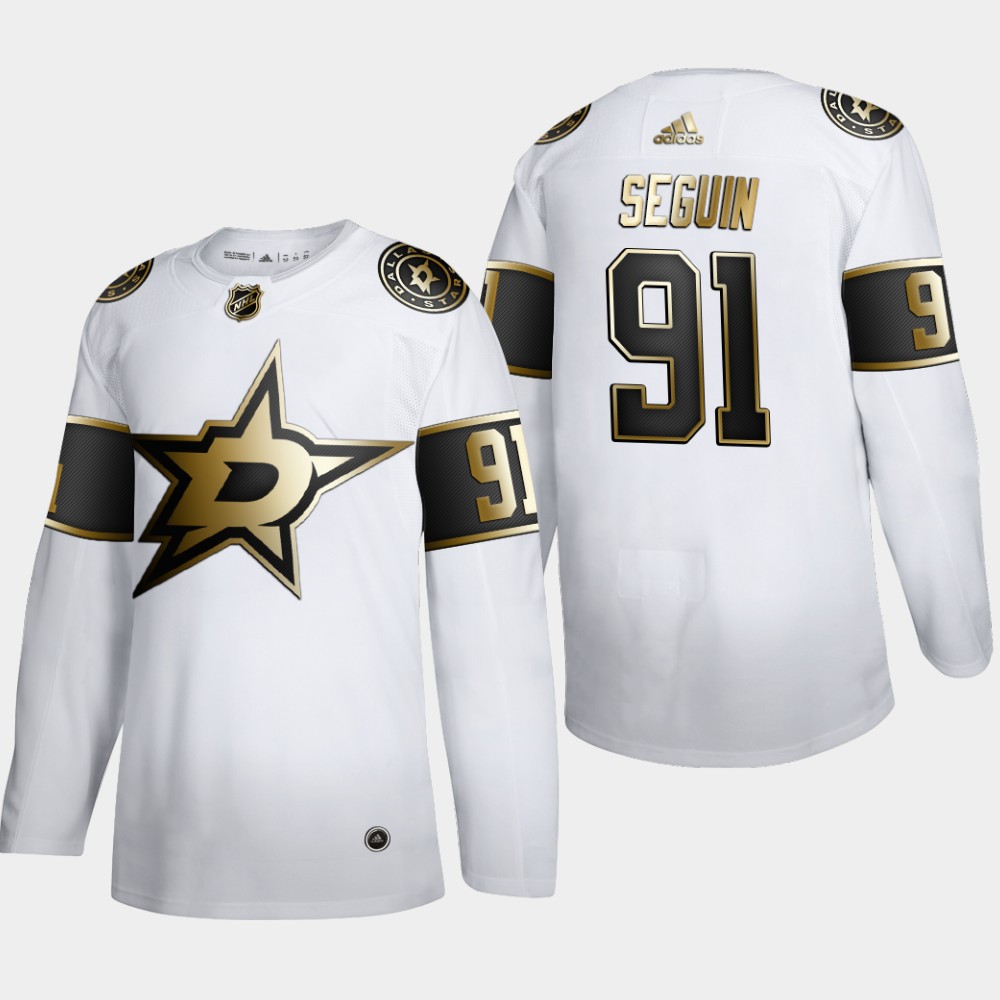 Dallas Stars #91 Tyler Seguin Men's Adidas White Golden Edition Limited Stitched NHL Jersey