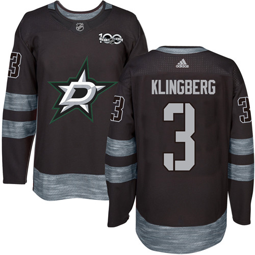 Adidas Stars #3 John Klingberg Black 1917-2017 100th Anniversary Stitched NHL Jersey