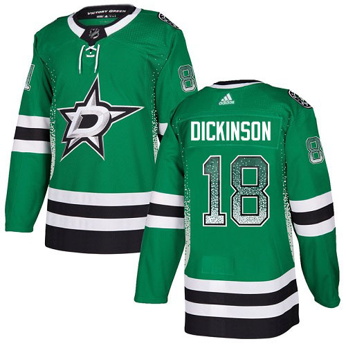 Adidas Stars #18 Jason Dickinson Green Home Authentic Drift Fashion Stitched NHL Jersey