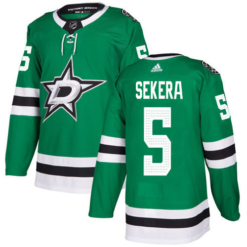 Adidas Stars #5 Andrej Sekera Green Home Authentic Stitched NHL Jersey