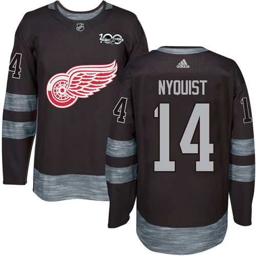 Adidas Red Wings #14 Gustav Nyquist Black 1917-2017 100th Anniversary Stitched NHL Jersey