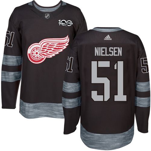 Adidas Red Wings #51 Frans Nielsen Black 1917-2017 100th Anniversary Stitched NHL Jersey