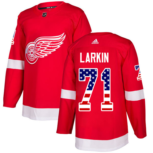Adidas Red Wings #71 Dylan Larkin Red Home Authentic USA Flag Stitched NHL Jersey