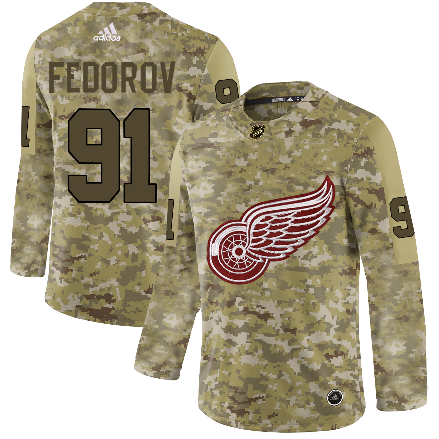 Adidas Red Wings #91 Sergei Fedorov Camo Authentic Stitched NHL Jersey