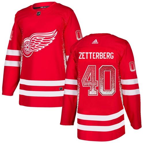Adidas Red Wings #40 Henrik Zetterberg Red Home Authentic Drift Fashion Stitched NHL Jersey