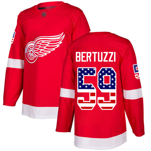 Adidas Red Wings #59 Tyler Bertuzzi Red Home Authentic USA Flag Stitched NHL Jersey