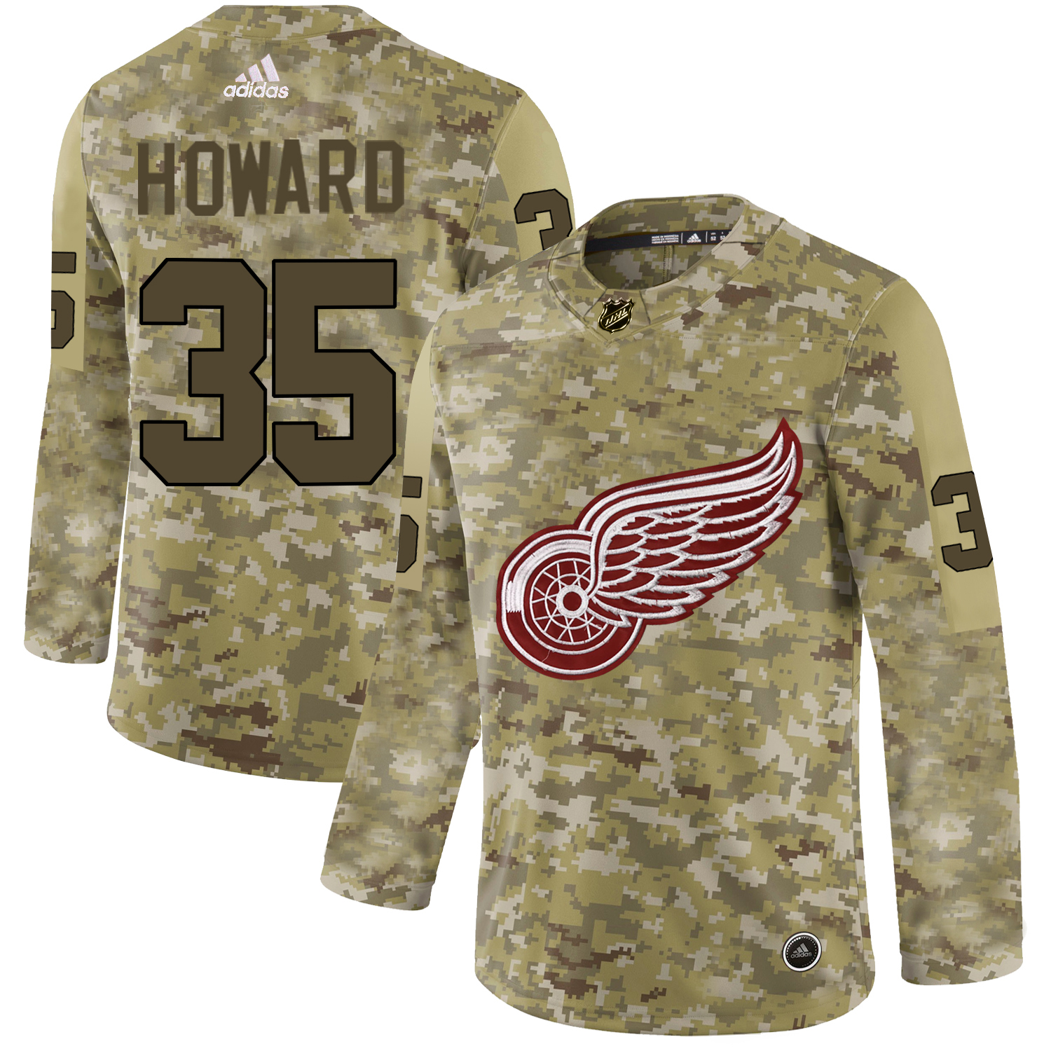 Adidas Red Wings #35 Jimmy Howard Camo Authentic Stitched NHL Jersey