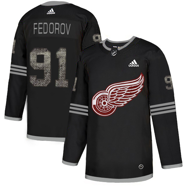 Adidas Red Wings #91 Sergei Fedorov Black Authentic Classic Stitched NHL Jersey