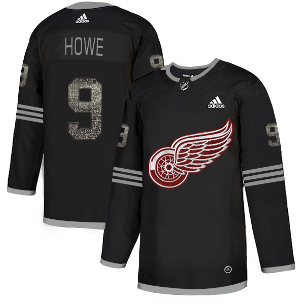 Adidas Red Wings #9 Gordie Howe Black Authentic Classic Stitched NHL Jersey