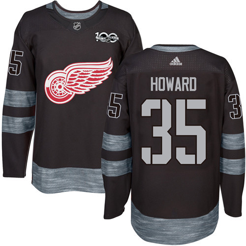 Adidas Red Wings #35 Jimmy Howard Black 1917-2017 100th Anniversary Stitched NHL Jersey