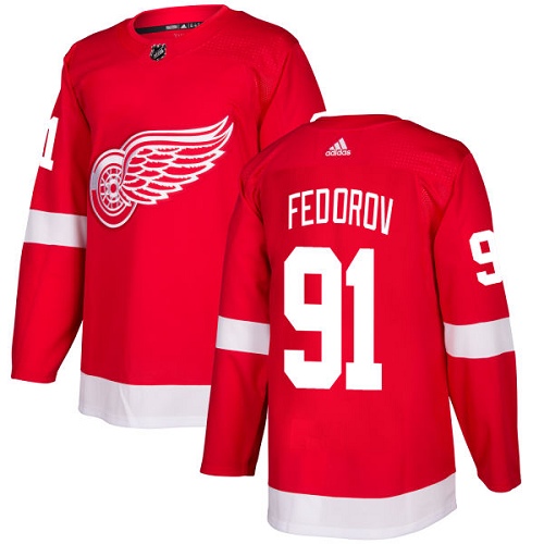 Adidas Red Wings #91 Sergei Fedorov Red Home Authentic Stitched NHL Jersey