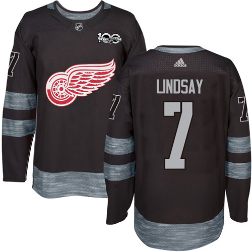 Adidas Red Wings #7 Ted Lindsay Black 1917-2017 100th Anniversary Stitched NHL Jersey