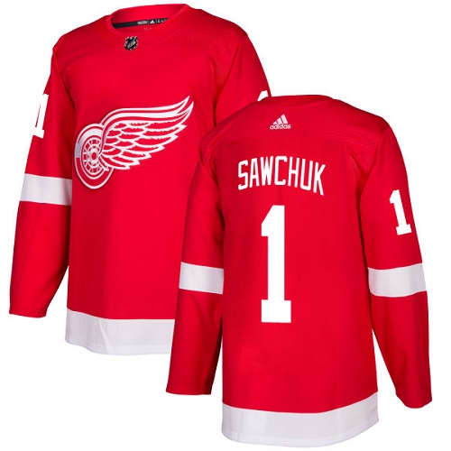 Adidas Red Wings #1 Terry Sawchuk Red Home Authentic Stitched NHL Jersey