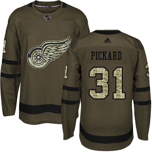 Adidas Red Wings #31 Calvin Pickard Green Salute to Service Stitched NHL Jersey