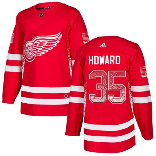 Adidas Red Wings #35 Jimmy Howard Red Home Authentic Drift Fashion Stitched NHL Jersey
