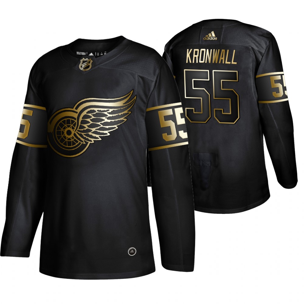 Adidas Red Wings #55 Niklas Kronwall Men's 2019 Black Golden Edition Authentic Stitched NHL Jersey
